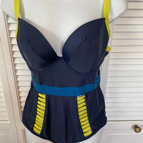 CURVY KATE Blue|Yellow Accent One piece Swimsuit 34DDD - Picture 6 of 9